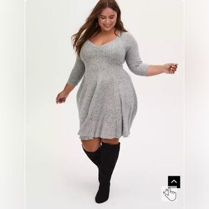NWT Torrid Gray Mini Super Soft Plush Fluted Dress